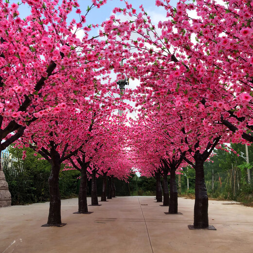 Flower e flow simulated peach blossom tree cherry blossom tree simulated plant fake tree large living room hotel fake flower ceiling wedding window decoration (extended shape) 1.8 meters high and 1.5 meters long