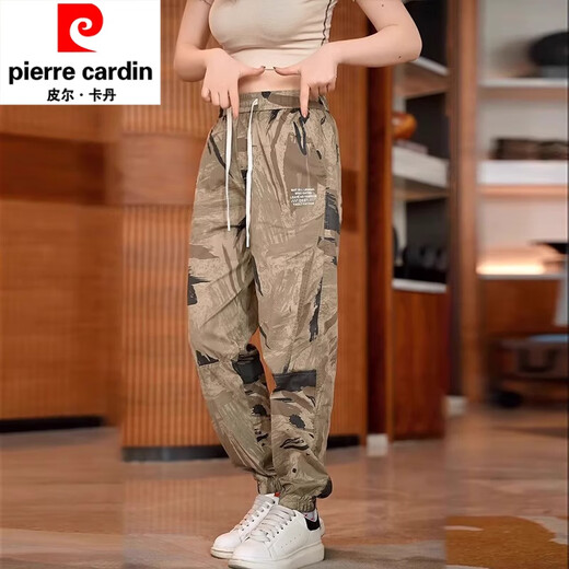皮尔卡丹（pierre cardin）军绿色工装休闲裤子男宽松束脚哈伦潮牌天丝新款运动长裤夏季薄款 L2018军绿【迷彩裤】 XL