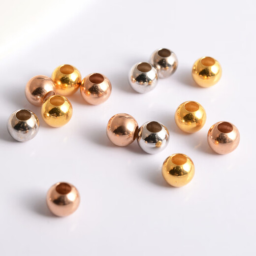 Yuyao 18k gold beads, bouncy beads, cat eye beads, laser beads, explosive beads, pure small gold separated beads, transfer loose beads, accessories, bright surface, 3mm thickened 2 pieces - flashy bouncy beads-18k gold