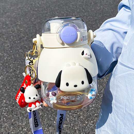 凯蒂猫（hellokitty）儿童水杯幼儿园小学生女孩童可爱夏季水壶库洛米双饮大肚吸管杯子 美乐蒂2306双饮 1050ml +挂件3D贴