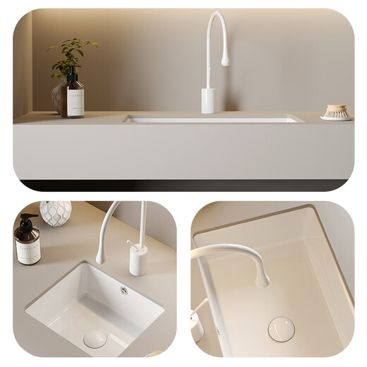 Mairuibo -Deutsch Keramikbecken Waschbecken Badezimmerpool Balkon Waschbecken Quadrat Haushaltswaschbecken untere Becken 3511 [48*36] MT3523 Paket B: Wasserhahnpaket