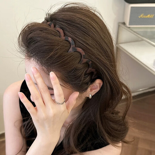 Morning Star Korean style simple frosted leopard print headband for women, high-end wavy headband, high skull face wash hairpin with toothed hair accessories, big waves - leopard print headband