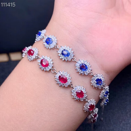 DL 1998 Fat Donglai same style tanzanite bracelet Japanese and Korean silver plated 18K gold inlaid natural l women's model 4a natural | natural tanzanite 4*5 bracelet
