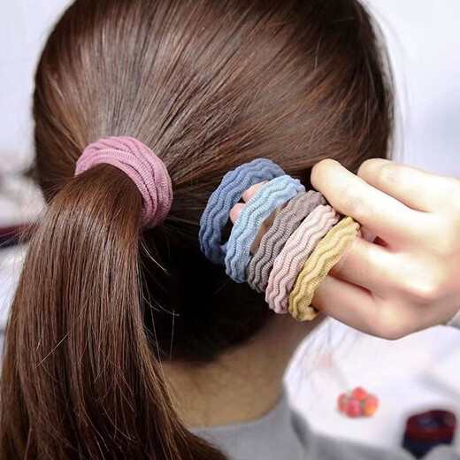 Temperament, high elasticity and durability, seamless hair rope rubber band for women, simple ponytail headband hair rope leather case FQ04-mixed 10 pieces
