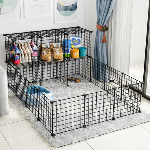 Hanhan Paradise pet fence, dog cage, indoor small and medium-sized dog fence, isolation door, kennel, dog board, protective fence, free combination, black 3 columns, 4 rows of shelves, default delivery as shown in the picture