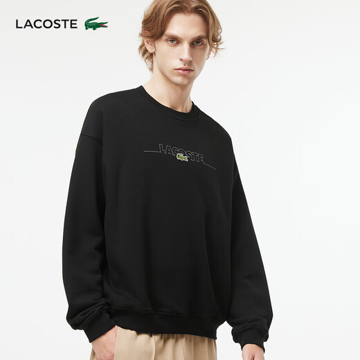 Lacoste French Crocodile Herrenkleidung loser Stil Baumwolle Runde Nackenpullover Sportpullover SH3878 031/Schwarz XL 6