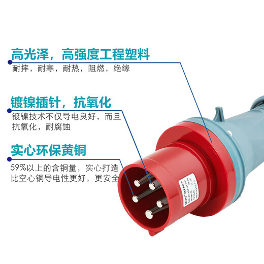 山头林村63A3/4/5芯航空业插头座连接器645YP93/593/693WEIPU 63A5芯插头IP44 YP645