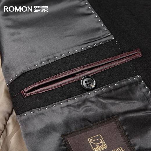 Romon long knee-length woolen coat for men in autumn and winter slim fit removable 90% down lining windbreaker jacket for men
