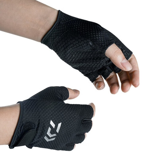 Dayiwa Dayiwa gloves DG-8322CS sweat-absorbent and quick-drying gloves, mesh breathable fingerless gloves, fishing gloves, three-finger gloves