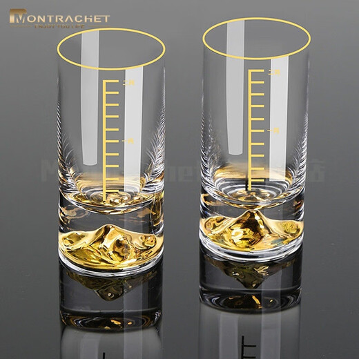 Montrachet gold-marked white wine cup set, one or two crystal glass gold foil cups, household two or two scale Jinshan small wine glasses, 1 or 2 cups, 1 piece, Jinshan cup 50 ml