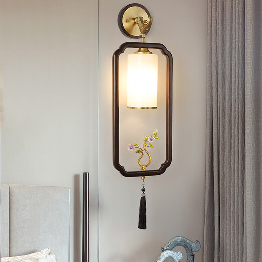 Ancient Tang style 2024 new walnut wall lamp living room entrance TV background wall bedroom study walkway Chinese style Zen lamp A-4/model 20 watt three-color LED