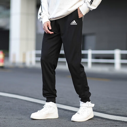 ADIDAS阿迪达斯男裤运动裤24秋季新款快干透气跑步健身训练卫裤长裤子男 GK9226/经典黑-单层/时尚logo S