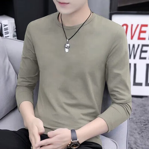 Xiyuan long-sleeved T-shirt men's 2023 new autumn tops men's slim-fitting bottoming shirts with single autumn clothes for outer wear dark gray 2XL 120-140Jin Jin is equal to 0.5 kg