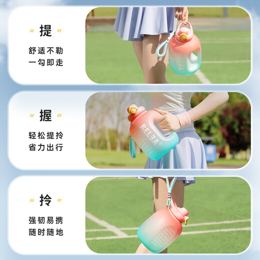 RELEA Sports Water Cup Ton Cup Ton Bucket Large Capacity Tritan Plastic Fitness Water Bottle Male and Female Student Straw Cup Gift