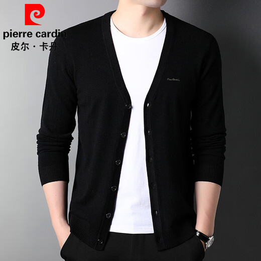 Pierre Cardin sweater men's cardigan autumn and winter wool outer top men's 100% pure wool sweater for young and middle-aged people v-neck sweater jacket