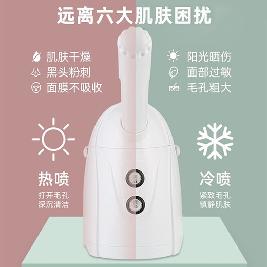 Golden rice facial steamer beauty instrument hydrating sprayer hot and cold double spray household facial steamer facial traditional Chinese medicine hot spray hydrating nano atomization sprayer cold spray machine facial gift for girls hot and cold three spray facial steamer white