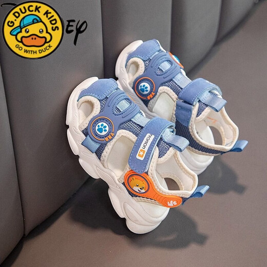 G.duck1-6 years old children's sandals men's summer new style 2 shoes 3 non-slip 5 soft bottom boys' Baotou boys' baby shoes blue size 28 shoes inner length 17.3cm