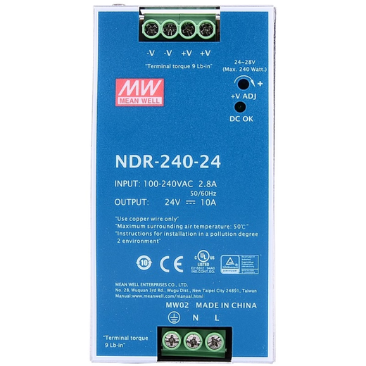 NDR-240-24 MEAN WELL switching power supply 220V to 24V DC transformer 10A voltage industrial control PLC drive electrical cabinet