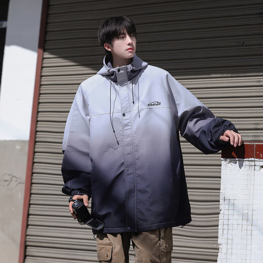 Foss Phil Gradient Jacket Men's Autumn and Winter New Couple Jacket Men's and Women's Trendy Three-Proof Outdoor Charge Top JKCY-JK9262 Phantom Black XL