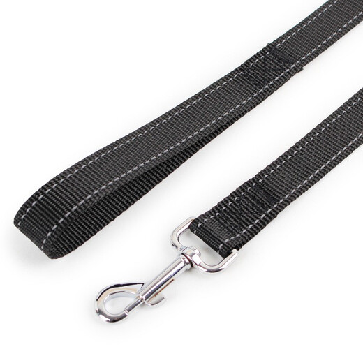 Duoqu reflective silk single flat belt dog leash, dog walking rope, dog leash, pet leash, dog leash, black 2.5*120cm