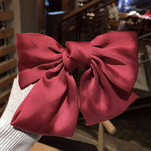 Lingmeng Korean style bow hairpin, princess hair, hair accessories on the back of the head, spring clip, big children's hairpin, performance accessories, red hairpin 1 piece
