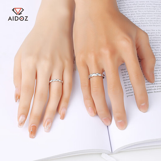 Aido diamond platinum ring for men and women, pt950 platinum pair ring, live mouth, adjustable, women's live mouth, single 2.6-2.8 grams