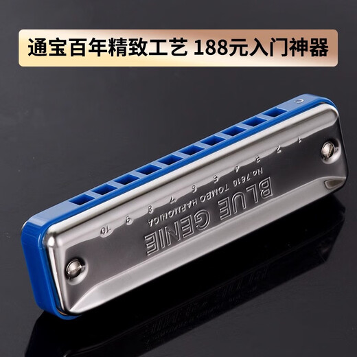 通宝日本通宝口琴布鲁斯十孔蓝调paddy音阶C调成人初学演奏级乐器7610 10孔G调