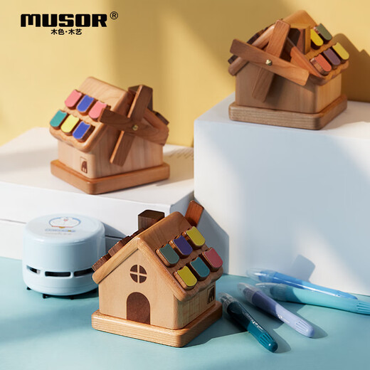 Wooden Wood Art (MUSOR) Cabin baby teeth memorial box storage box for girls, boys, children, baby teeth replacement box to save and collect birthday gifts for small cabin baby teeth