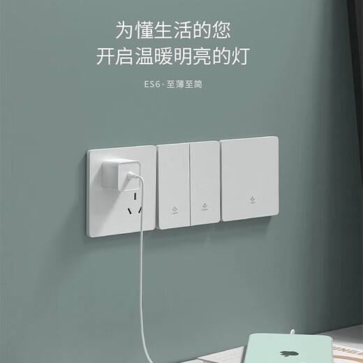 Électricien international dissimulé 86 Type Socket Socket grand panneau blanc Ultra-Thin Ultra-Thin Skin Fent 5 trous à cinq trous Panneau de bouton d'interrupteur à cinq trous (10a)