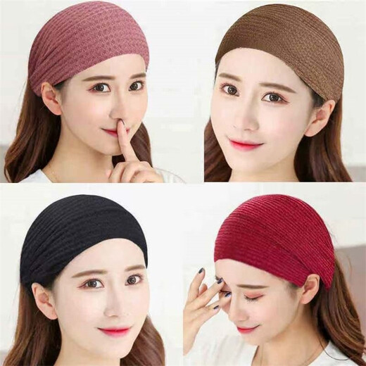 RRLFCS forehead protector and forehead protector for women to keep warm in winter, forehead scarf to cover gray hair, postpartum hairband, postpartum windproof headband, knitted style - brown