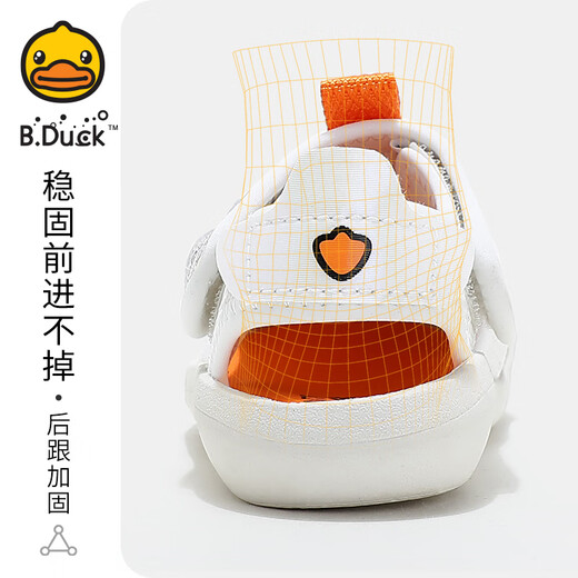 B.Duck小黄鸭童鞋儿童包头凉鞋网布透气沙滩鞋夏季男女童鞋5022米色26