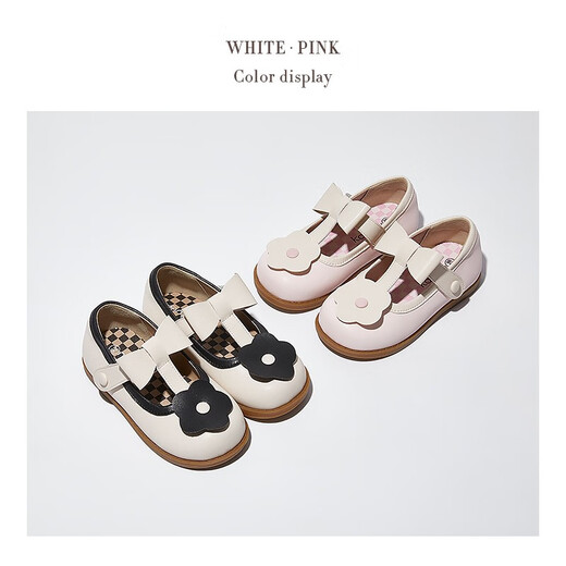 Carter Rabbit Children's Shoes Autumn Baby Princess Shoes Soft Sole Fashionable British Small Leather Shoes Girls Banquet Shoes White Black 25 Inner Length 15.5cm Foot Length 14.3-14.9