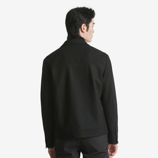 
Jinba Men's Clothing [100% Wool] Pure Wool Woolen Jacket Men's Short Lapel Autumn and Winter Business Jacket Black L (175)