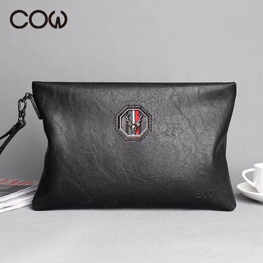 Kuh Herren Handtasche Mode Clutch Bag Herrenbeutel großer Kapazität Umschlagbeutel Casual Handtasche Tasche Herren C-9818 Schwarz