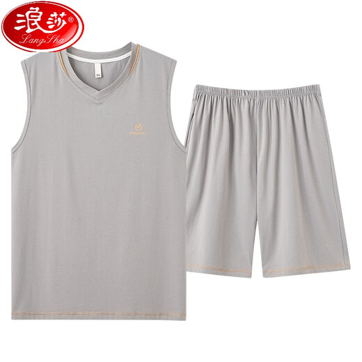 浪莎（LangSha）男士睡衣夏季莫代尔背心无袖薄款休闲家居服可外穿加大码夏天套装 NJR-T12027 3XL