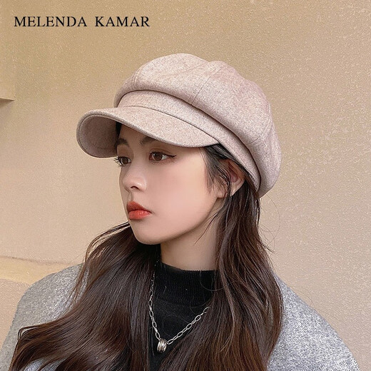 MELENDA KAMAR beret women's autumn and winter Korean painter's hat warm duck bill octagonal hat birthday gift for girl girlfriend black