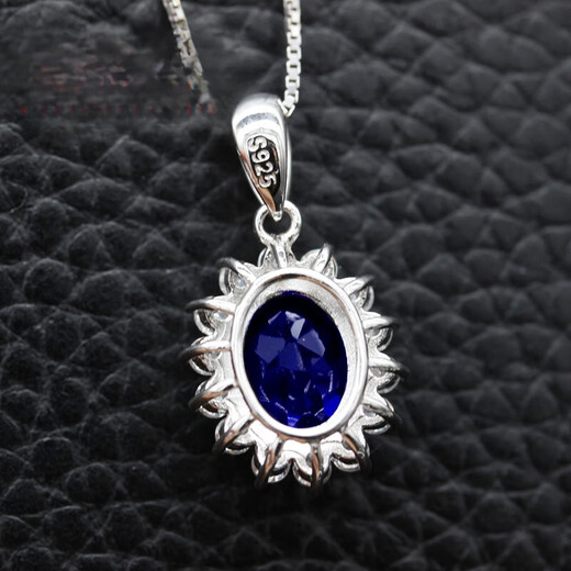 Chirping sapphire pendant 925 18K gold plated blue tanzanite color treasure clavicle necklace Princess Diana oval style female blue pendant