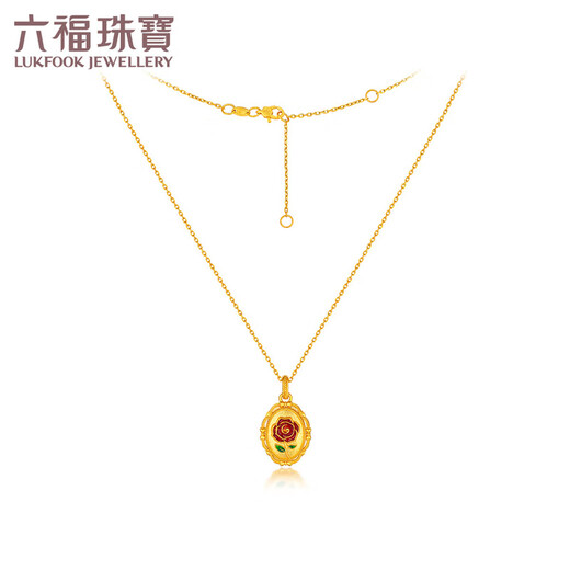 六福珠宝福满传家系列足金镜中花鎏彩工艺黄金项链套链 计价 A01TBGN0009 7.43克(含工费1256元)