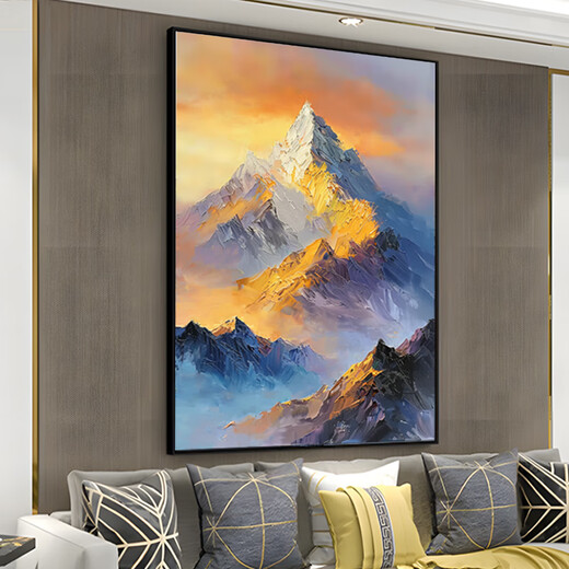 
Yitu hand-painted oil painting entrance living room decoration painting study office vertical version good meaning light luxury sofa dining room hanging painting Rizhao Jinshan 60*80 black metal frame