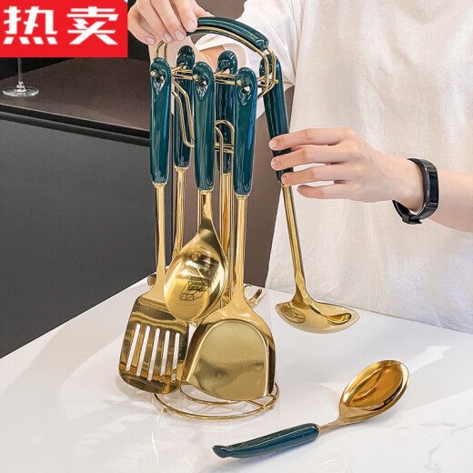 Erstes Konzept des deutschen High-End-Qualität leichter Luxus Küchenbedarf Haushaltskollektion Löffel Spatel Kombination Set Küche Utensilien Kochspatel Leichte Luxus Küche Spatel 7-teilige Set 854