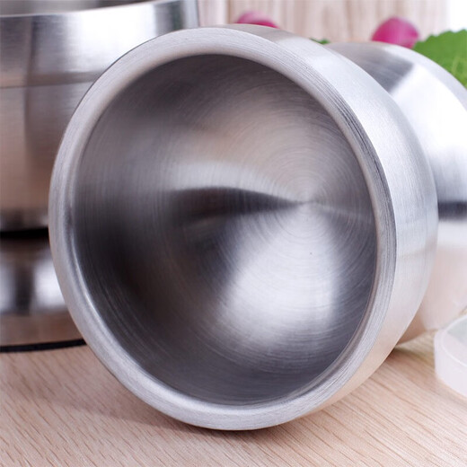 304 garlic masher, stainless steel garlic masher, thickened garlic hammer, manual garlic mashed garlic mortar, kitchen gadgets, household masher jar, chili powder grinding bowl, masher, large diameter 11.8CM + garlic hammer + lid