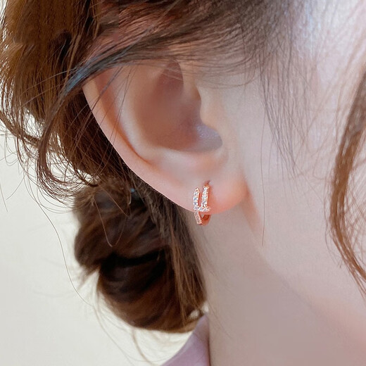 Idel French light luxury niche rose gold nail earrings 2025 new unique ear buckle commuting simple high-end earrings for women nail earrings rose gold E3175