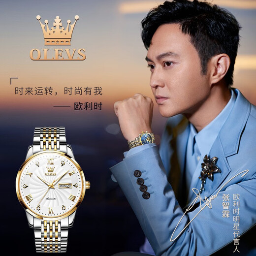 欧利时（OLEVS）瑞士认证品牌情侣手表一对机械表男女表全自动夜光防水潮流情侣表 OLEVS-6630-钢带间白情侣