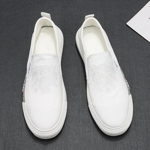 
Monide luxury high-end brand canvas shoes for men with one foot lazy shoes versatile breathable cloth shoes loafer shoes men's trendy shoes white 41