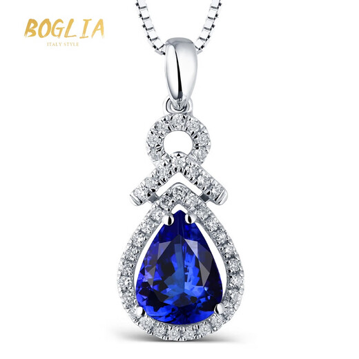 BOGLIA brand tanzanite necklace blue gemstone 18 gold K color gemstone diamond pendant Valentine's Day birthday gift for wife Tanzanite necklace brand gift box