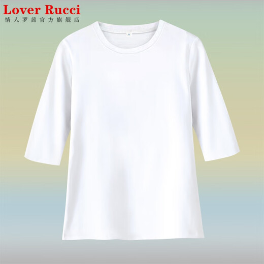 LOVER RUCCI 7-quarter sleeve T-shirt for women pure cotton loose inner bottoming shirt 2025 spring and autumn new shoulder mid-sleeved top trend 701-53 rose red XL suitable for 115-130Jin [Jin equals 0.5 kg]