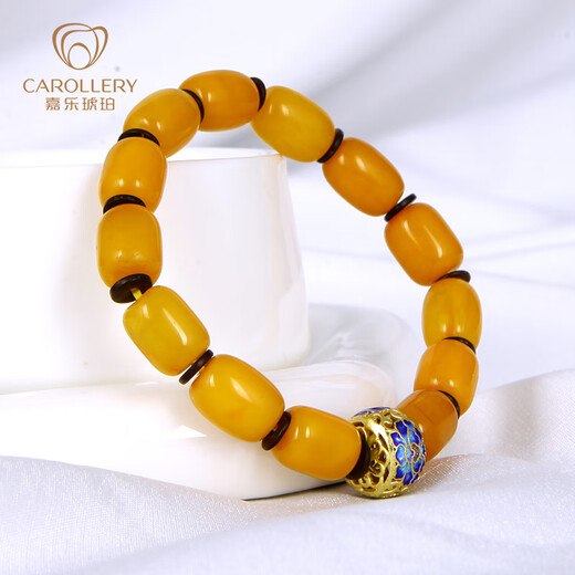 Jiale counter brand beeswax bracelet for men and women, old beeswax barrel bead bracelet with enamel jewelry birthday gift, about 10 grams, hand circumference about 15-16cm