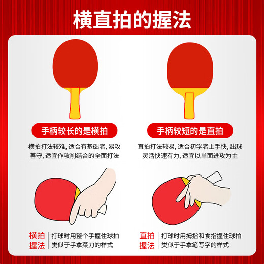 红双喜（DHS）狂飚五星级乒乓球拍横拍双面反胶弧圈结合快攻H5002 附拍套
