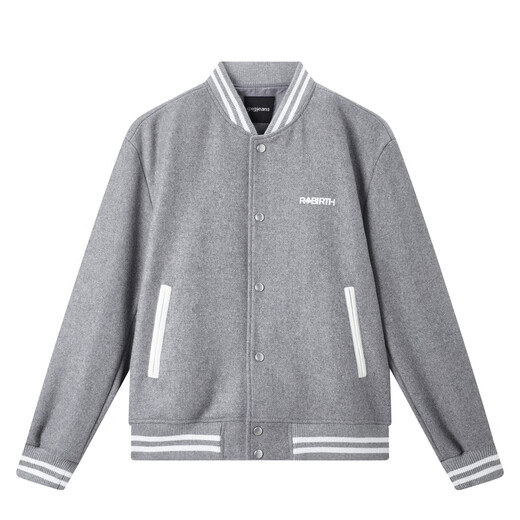 gxg.jeans男装 2024年冬季新款灰色绵羊毛棒球服毛呢夹克外套男 灰色 XL 180