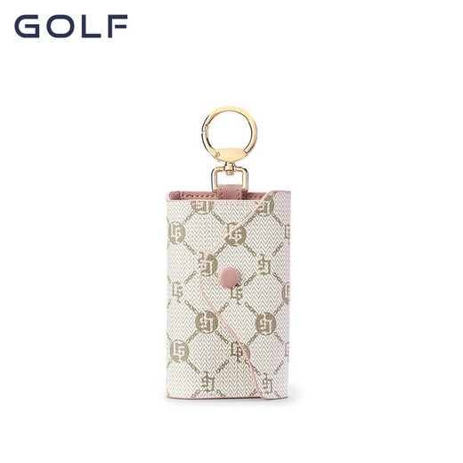 Golf (GOLF) key bag for women multifunctional key bag small mini keychain card bag key bag two-in-one beige with cherry powder
